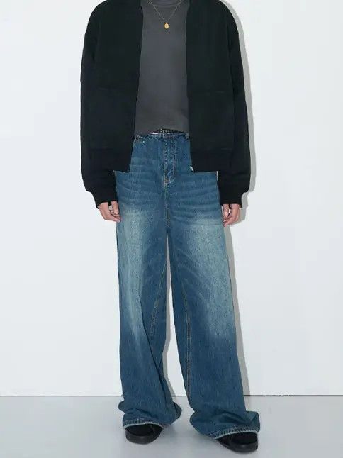 Handmade × Japanese Brand × Jean Pants Vintage loose versatile washed distressed baggy jeans Size US 32 / EU 48 - 4 Thumbnail