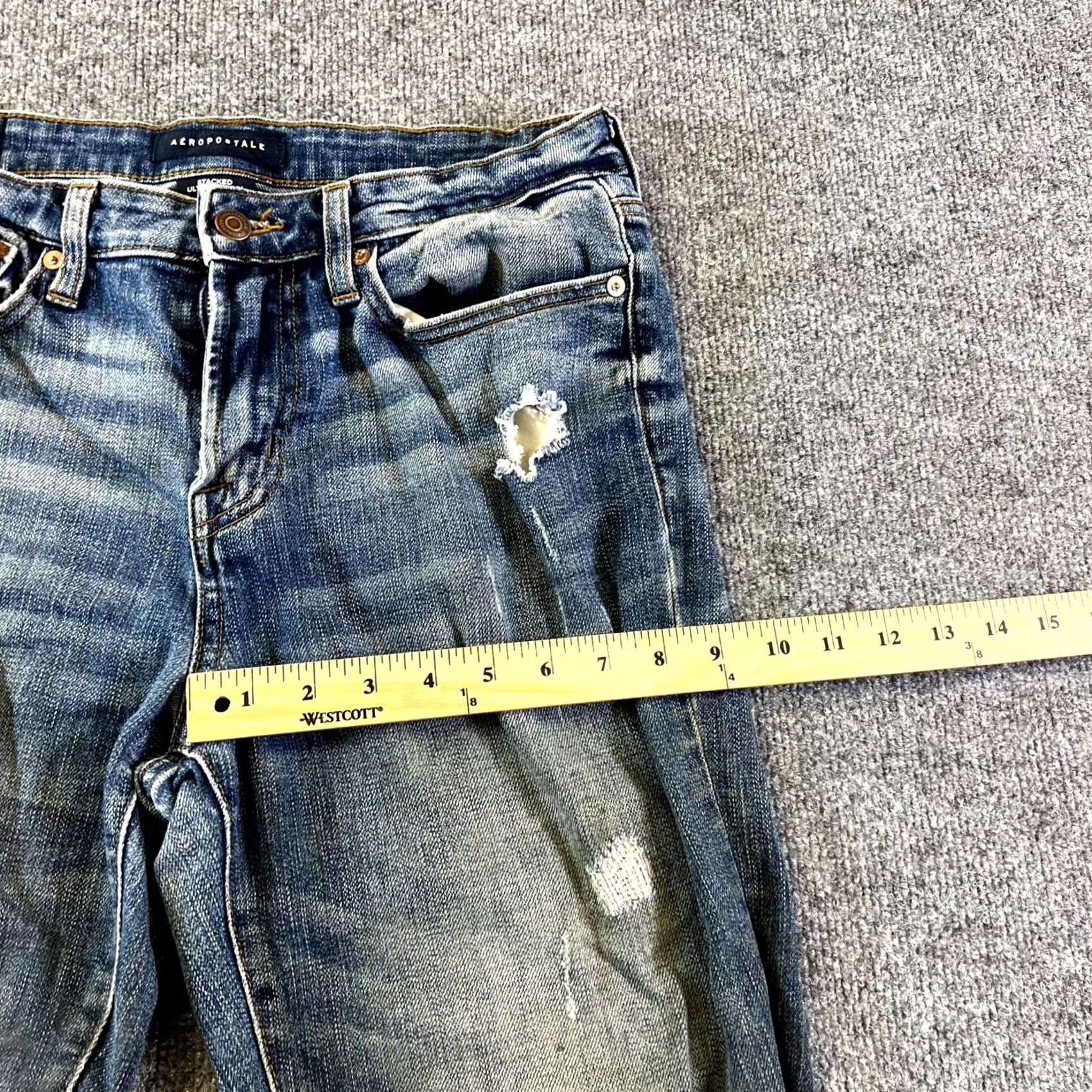 Vintage Aéropostale Jeans Women 32/34 Blue Denim Distressed Ultra Skinny Zip Fly Jeans Size US 32 / EU 48 - 5 Thumbnail