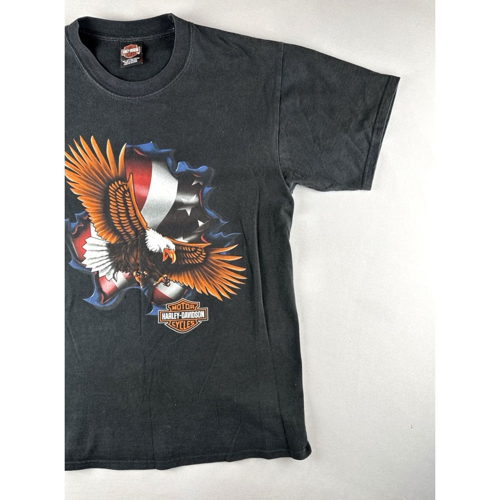 Harley Davidson VINTAGE 2004 Harley Davidson T-Shirt Black L Al Muth Eagle Flag Mens Size US L / EU 52-54 / 3 - 3 Thumbnail