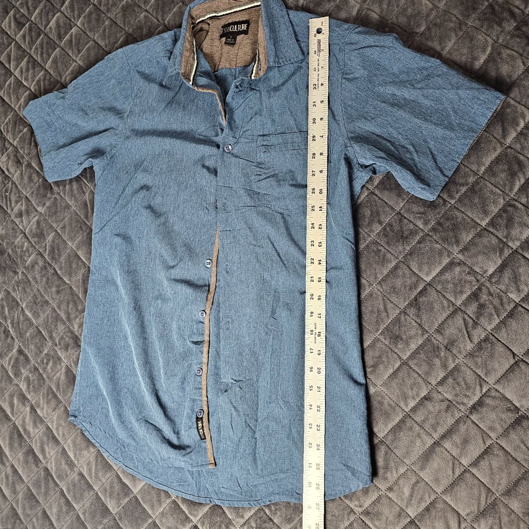 D.Exterior Subculture Button-Down Shirt for Men Small Blue Exterior Gray Short Sleeve Size US S / EU 44-46 / 1 - 3 Thumbnail