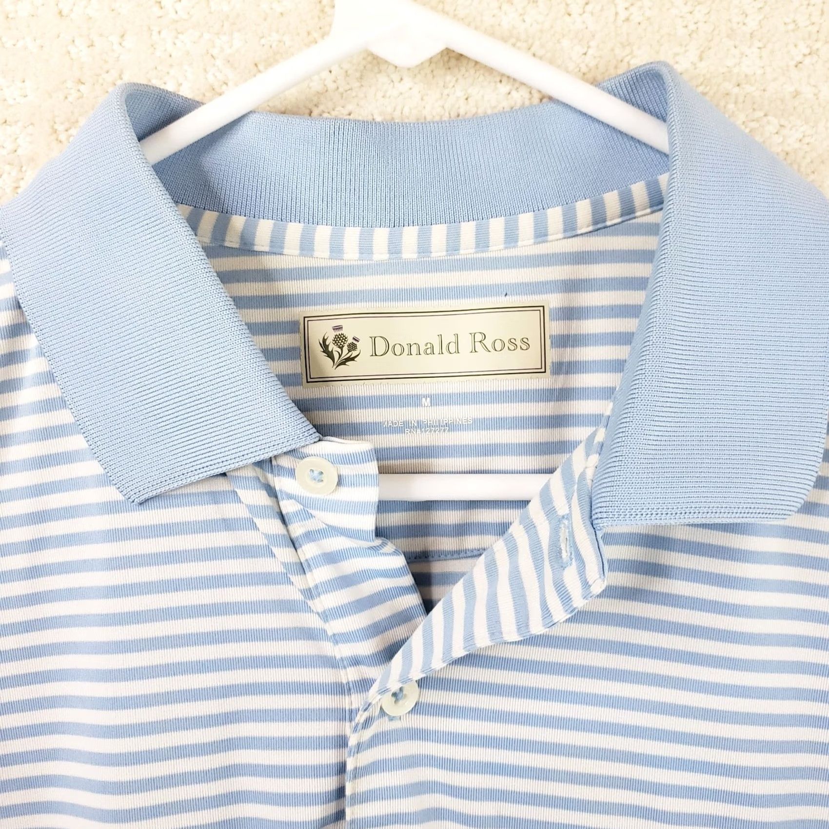 Vintage Donald Ross Polo Shirt Striped Blue White M Men Short Sleeve Golf Casual Shirt Polo Size US M / EU 48-50 / 2 - 4 Thumbnail
