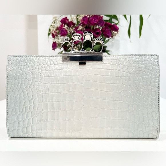 Alexander McQueen Skull Ring Knuckle Leather clutch bag