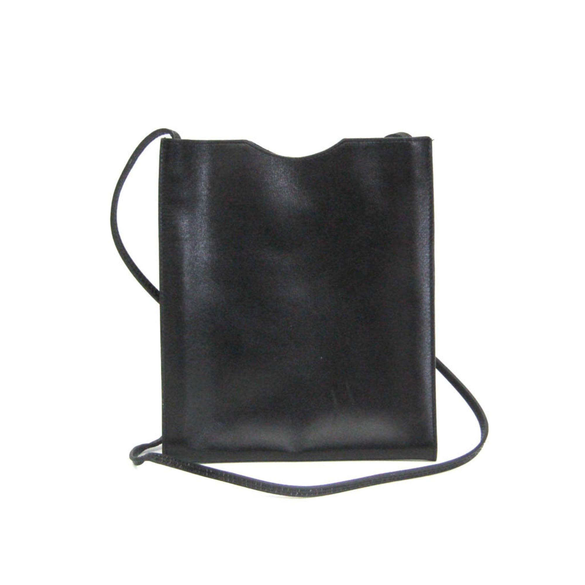Hermes Onimaitou MenWomen Box Calf Leather Shoulder Bag Black