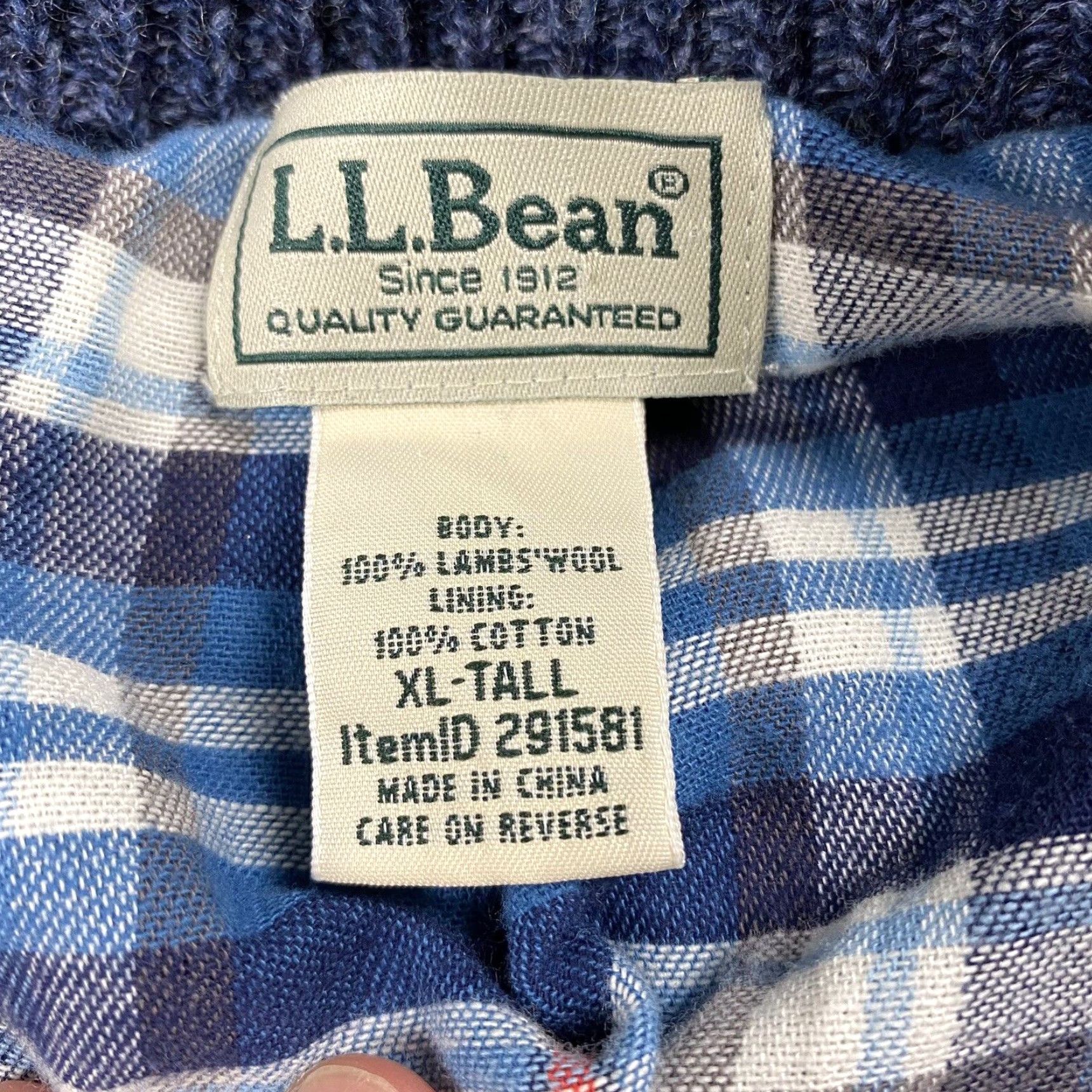Vintage VINTAGE LL BEAN Classic Lambswool Sweater Full Zip Flannel Lined Blue Size XLT Tall Men/Adult Men's Long Sleeve Moisture? (oops) Size US XL / EU 56 / 4 - 5 Thumbnail
