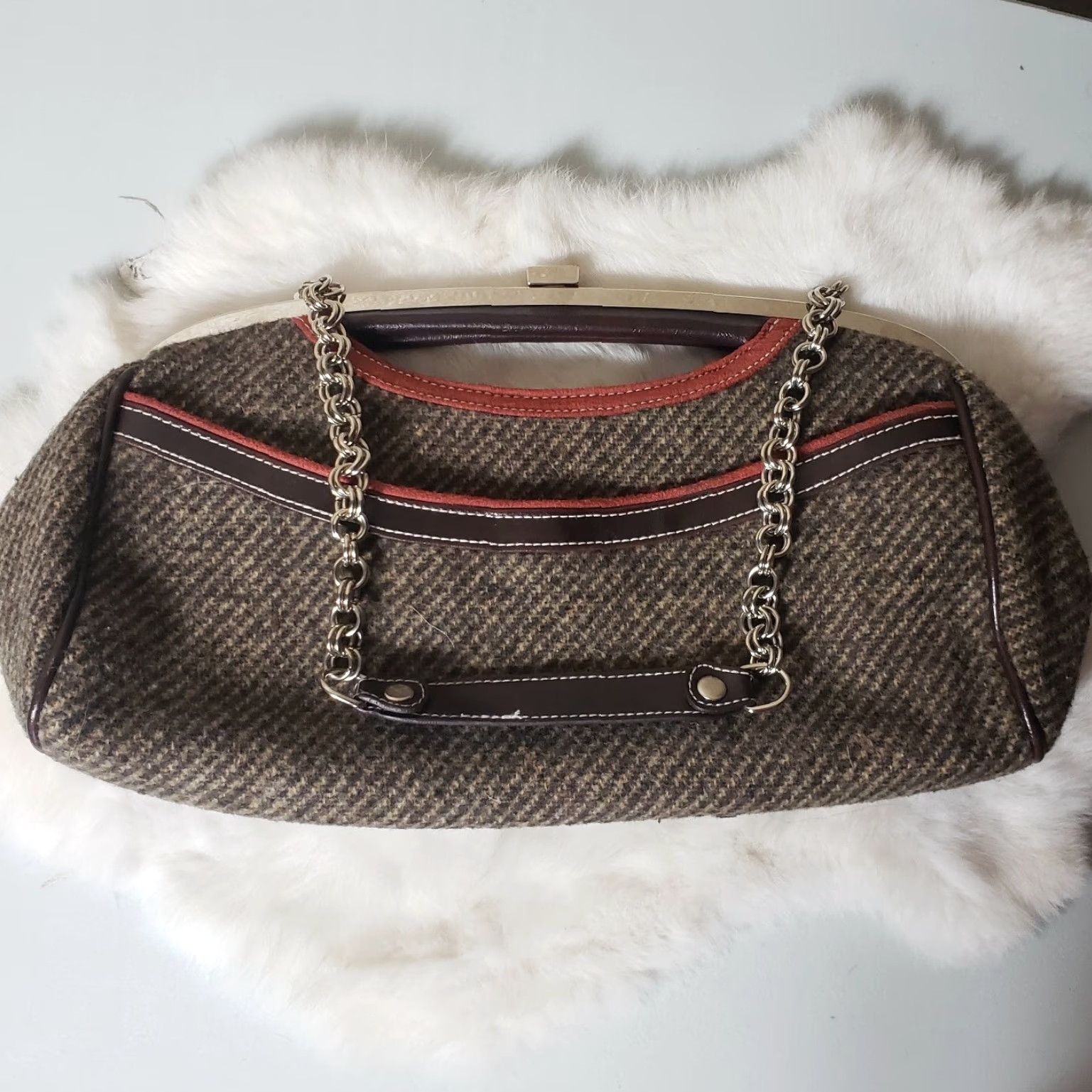 Apt. 9 Apt. 9 Large Tweed Clutch with Chain Strap - Clutch - Women - Large - Brown - Silver - Tweed - Chain Strap - American - Apt. 9 Size ONE SIZE - 3 Thumbnail