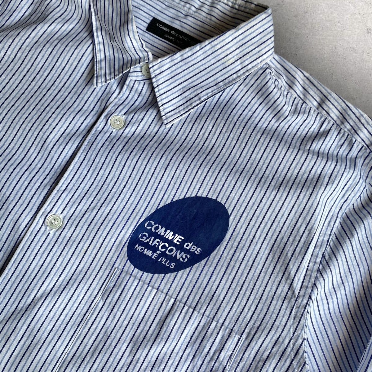 Pre-owned Comme Des Garcons X Comme Des Garcons Homme Plus Blue Stripe Logo Shirt