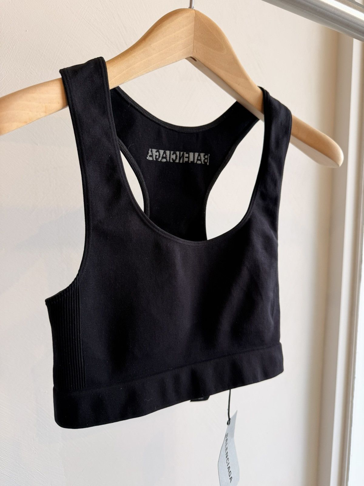 Balenciaga NWT Balenciaga Black Sports Bra Back Logo Top Women’s Size 2 Size S / US 4 / IT 40 - 2 Thumbnail
