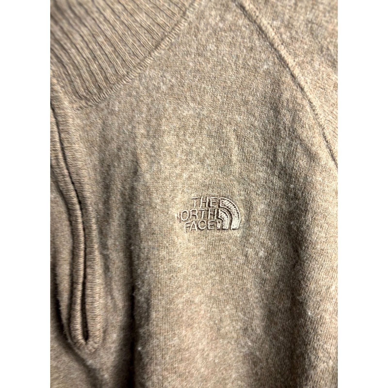 The North Face The North Face Sweater Mens XL Beige 1/4 Zip Mock Neck Pullover Logo Knit Wool Size US XL / EU 56 / 4 - 3 Thumbnail