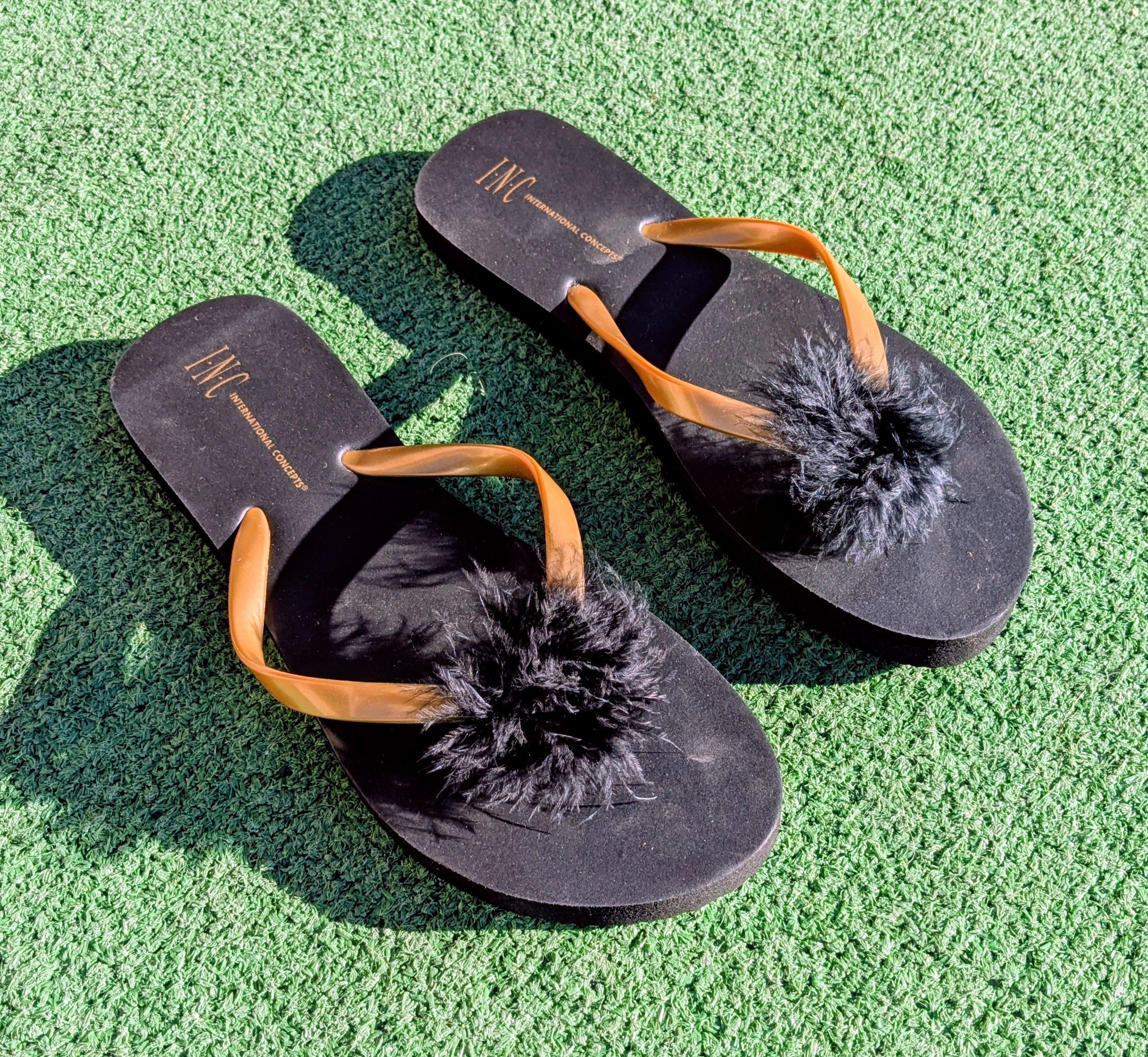 I.N.C INC International Concepts Fur Poof Flip-Flop Thong Sandal Size US 6.5 / IT 36.5 - 1 Thumbnail