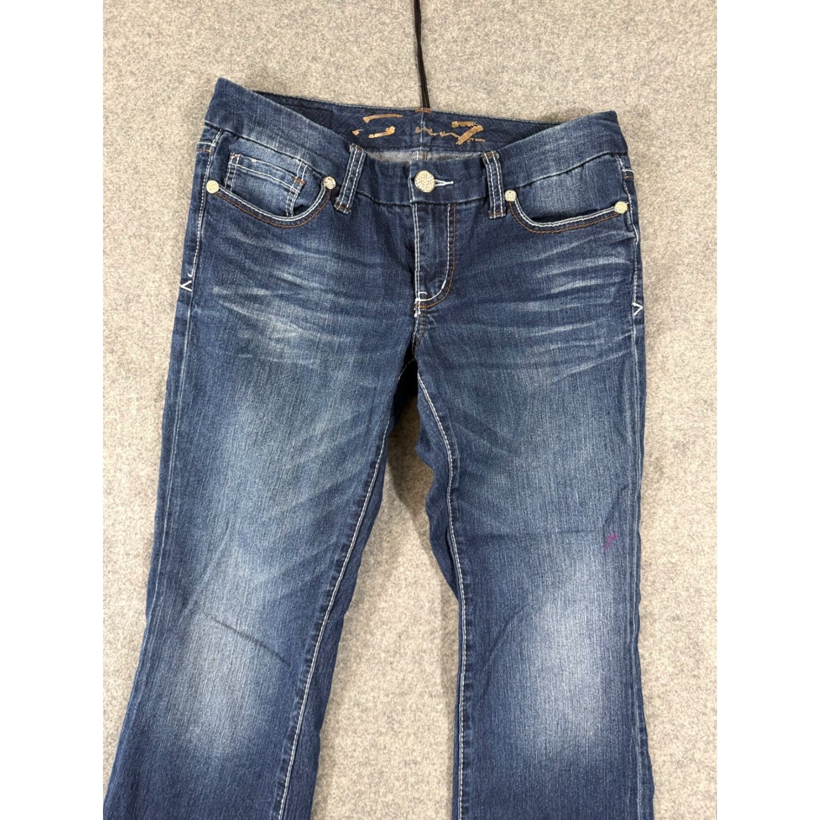 Vintage VINTAGE Seven7 Jeans Womens 6 Blue Denim Bootcut Leg Low Rise Stretch Embroidered Pockets 90s Bohemian Womens Size 28" / US 6 / IT 42 - 3 Thumbnail