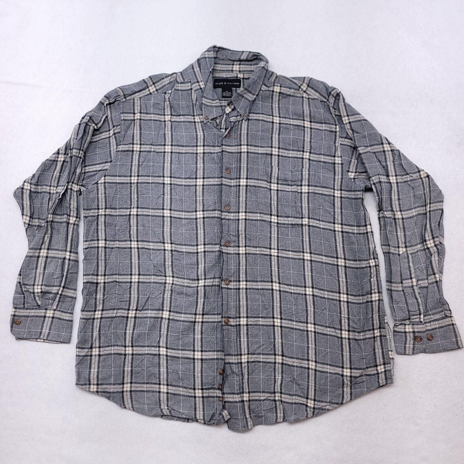 Croft & Barrow Croft & Barrow Windowpane Flannel Shirt Mens Size XL Gray Size US XL / EU 56 / 4 - 2 Thumbnail