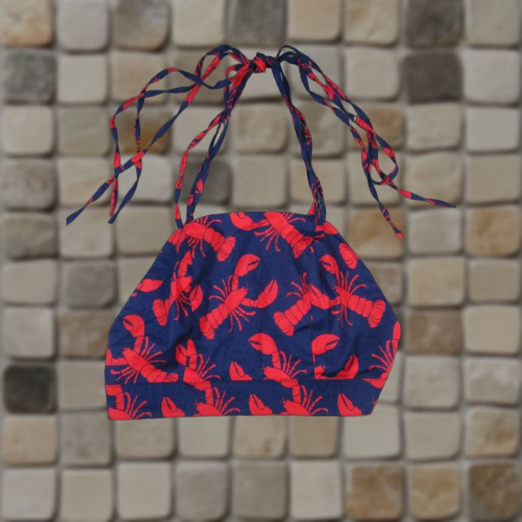 Vintage Eva Franco Crop Top Womens 0 Petite Blue Red Lobster New Size XS / US 0-2 / IT 36-38 - 1 Thumbnail