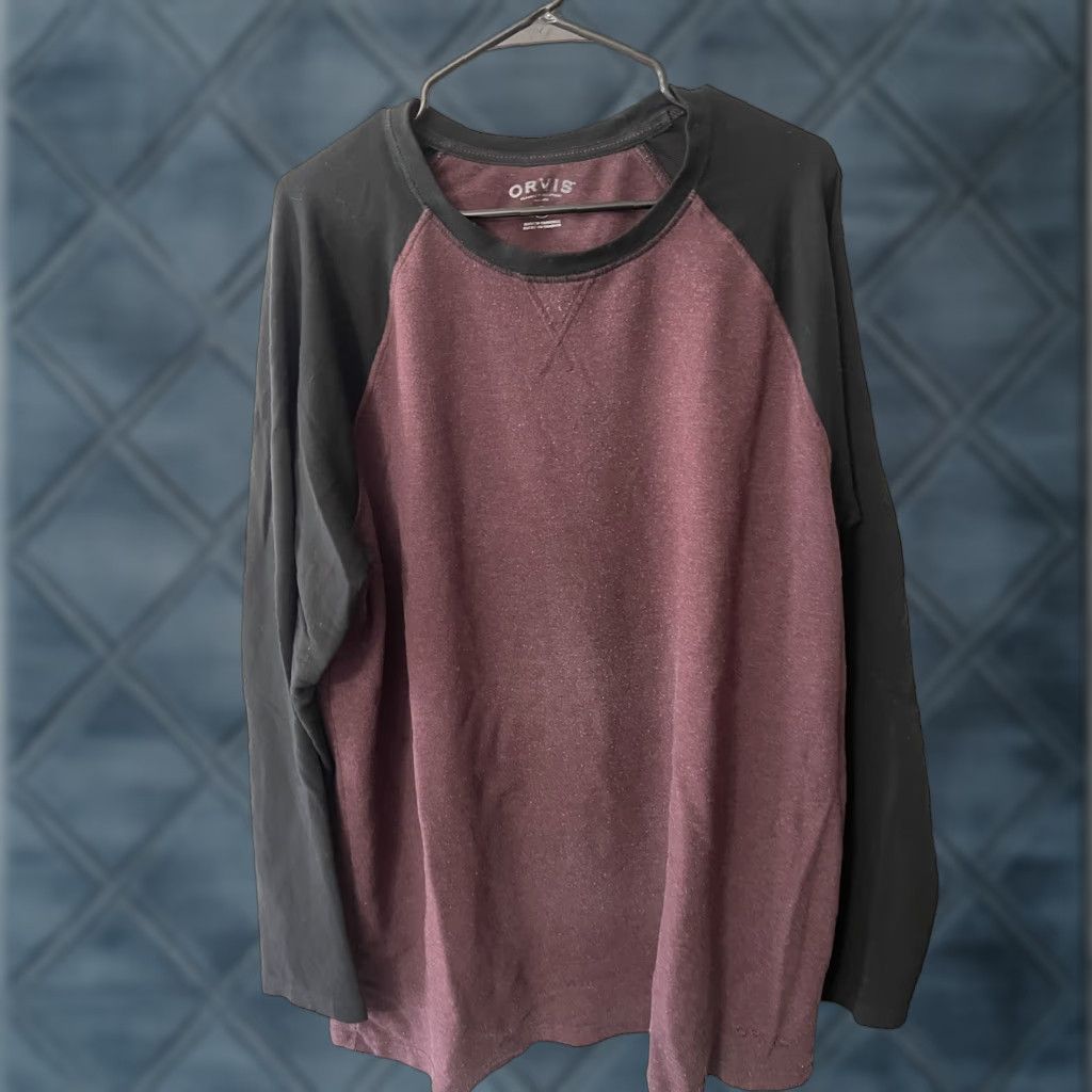 Orvis VINTAGE Orvis Men's Long Sleeve Crew Neck Sweatshirt Hiking Fishing Shirt XL Burgundy 90s Outdoor Size US XL / EU 56 / 4 - 1 Thumbnail