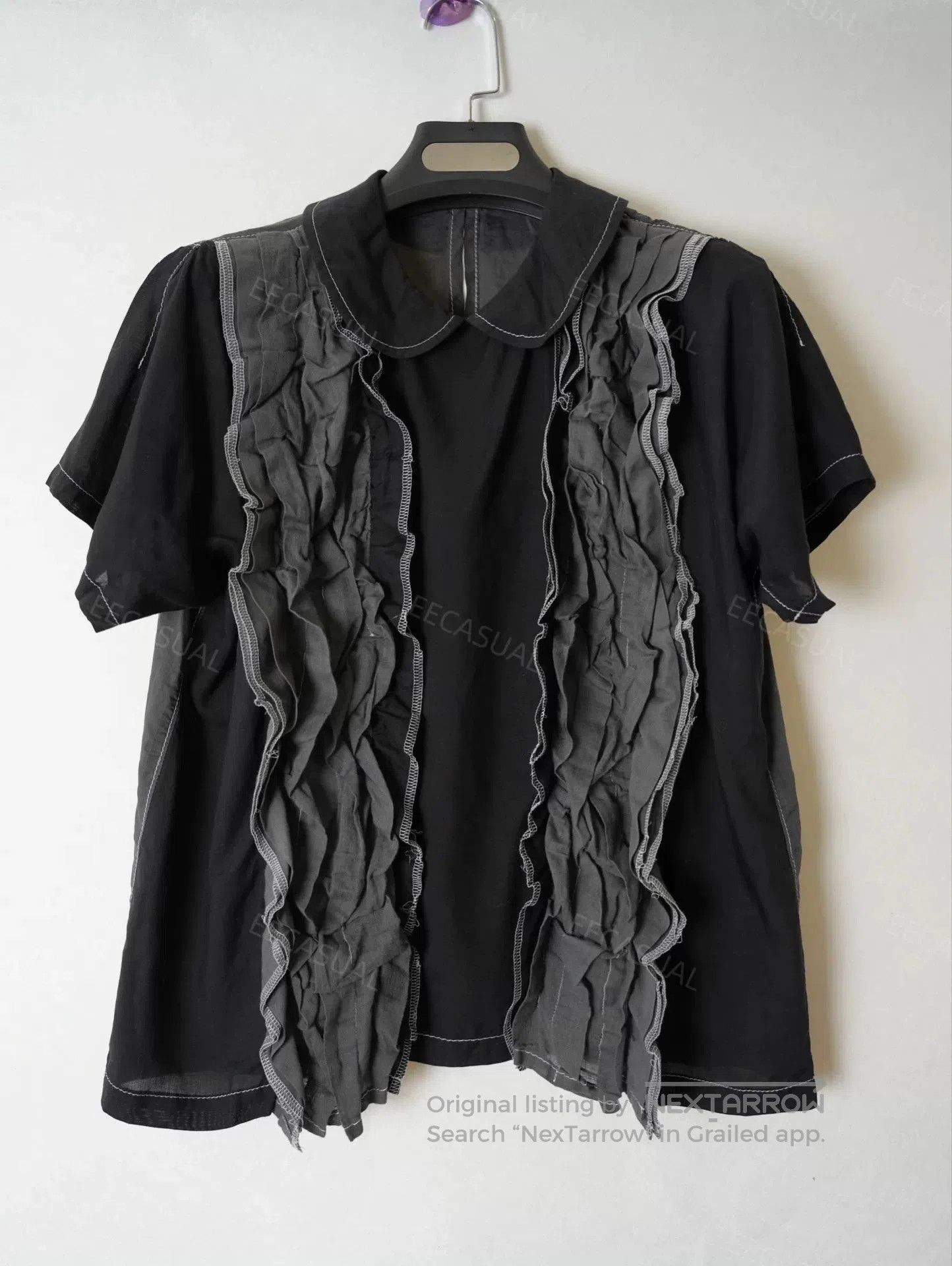 CDG Tricot Layered Ruffle Collar Top.