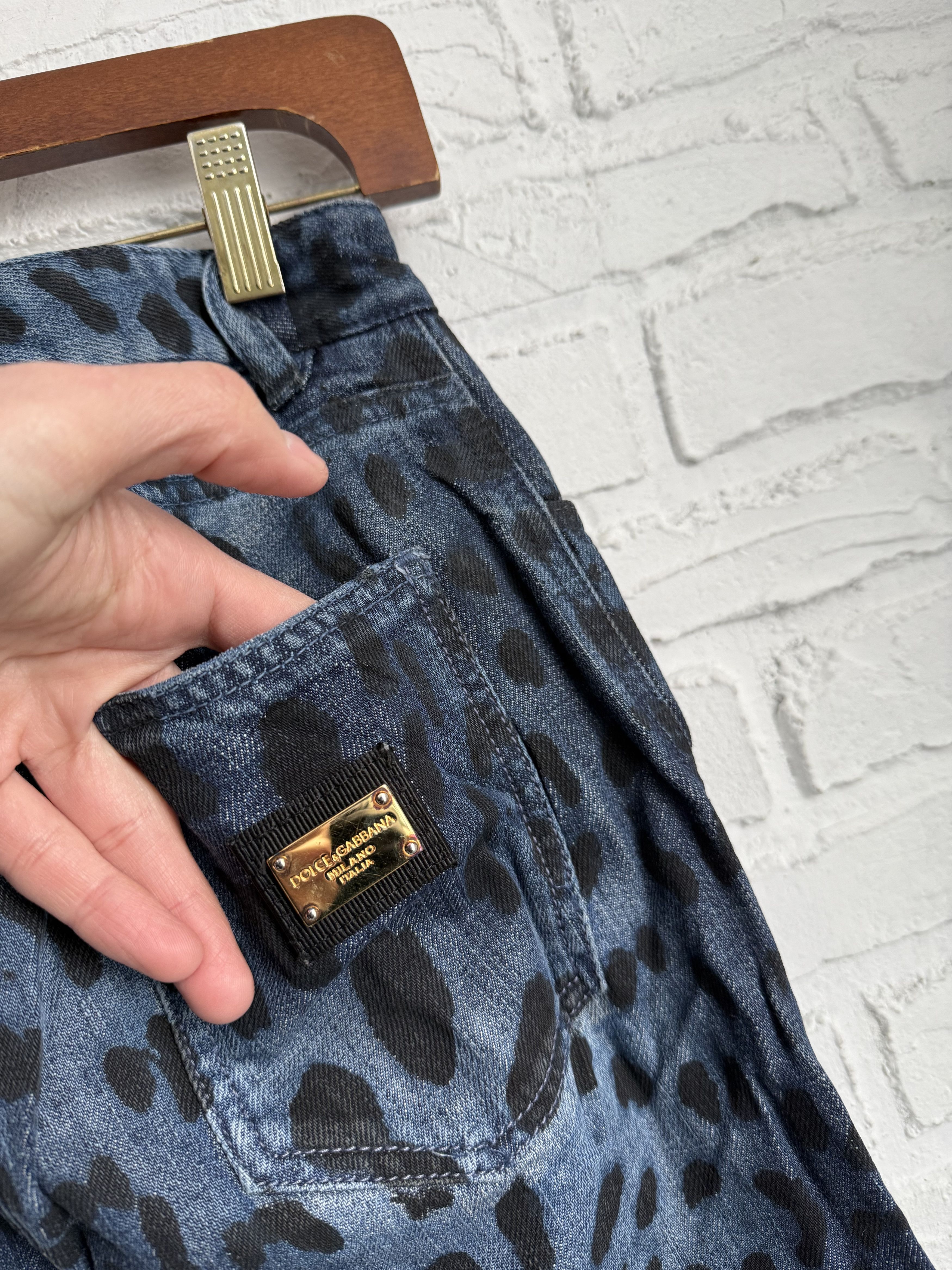 Dolce & Gabbana Dolce & Gabbana Leopard Print Slim blue Jeans Size 24" / US 00 / IT 34 - 5 Thumbnail