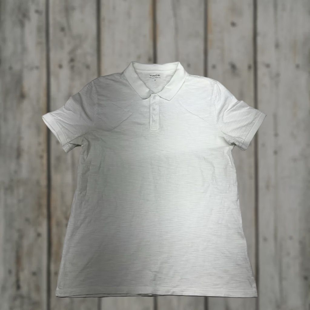 Vince Vince Polo Shirt Mens Medium White Pima Cotton Slub Knit Short Sleeve Golf Rugby Shirt Polo White Men M Regular Size US M / EU 48-50 / 2 - 1 Thumbnail