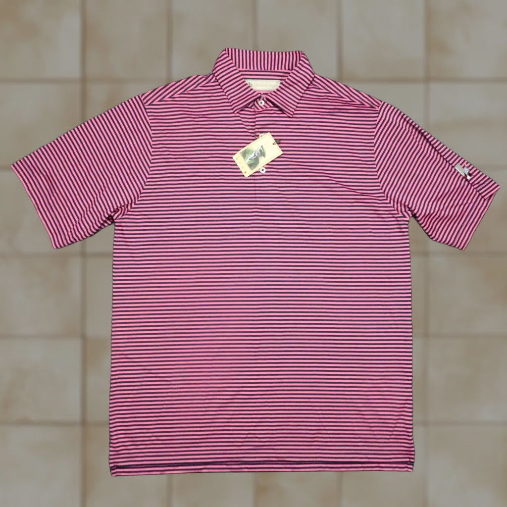 Vintage Donald Ross Shirt Polo Men M Navy Pink Striped Graphic Moisture Wicking Lightweight Tennis Golf Bagged Brand: Donald Ross Size US M / EU 48-50 / 2 - 1 Thumbnail