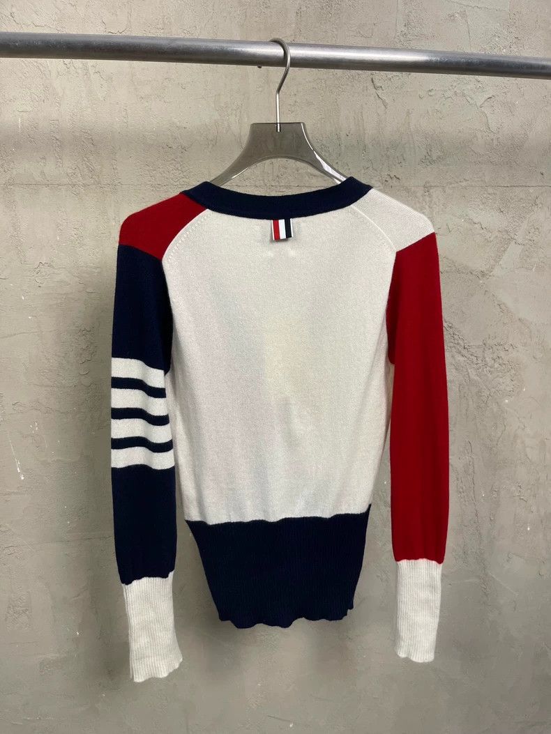 Thom Browne Thom Browne American red and Tibetan blue blended cashmere Size S / US 4 / IT 40 - 4 Thumbnail