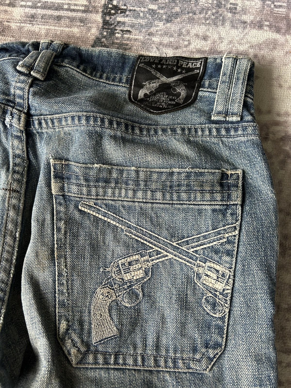 If Six Was Nine Roar Double Guns Distressed Jeans Size US 31 - 10 Thumbnail