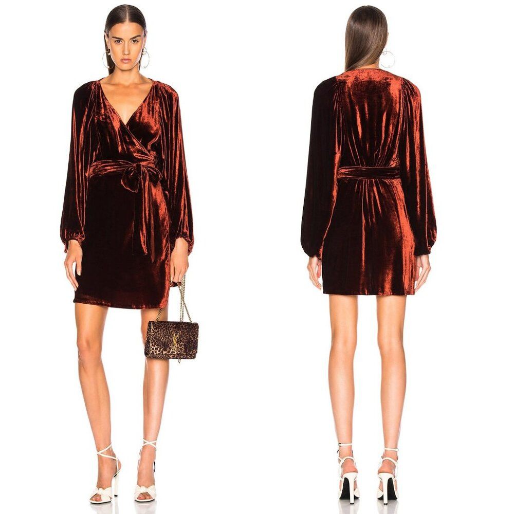 A.L.C. A.L.C. Womens Carlo Cognac Silk Blend Velvet Long Sleeve Wr Size S / US 4 / IT 40 - 1 Thumbnail