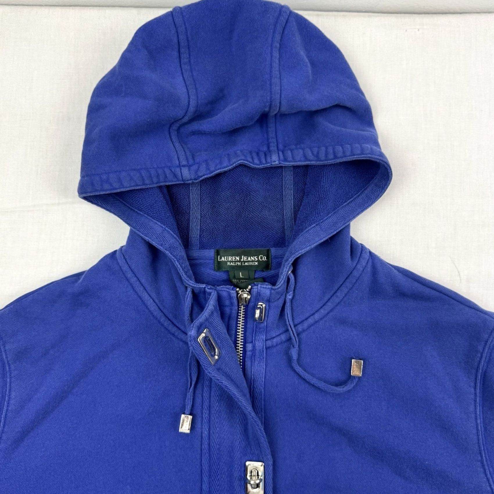 CO VINTAGE Lauren Jeans Co Hoodie Womens Large Full Zip Sweatshirt 90s Y2K Designer Jeans Co. Hoodie Women L Blue Solid 90s Designer Mens? Size L / US 10 / IT 46 - 2 Thumbnail
