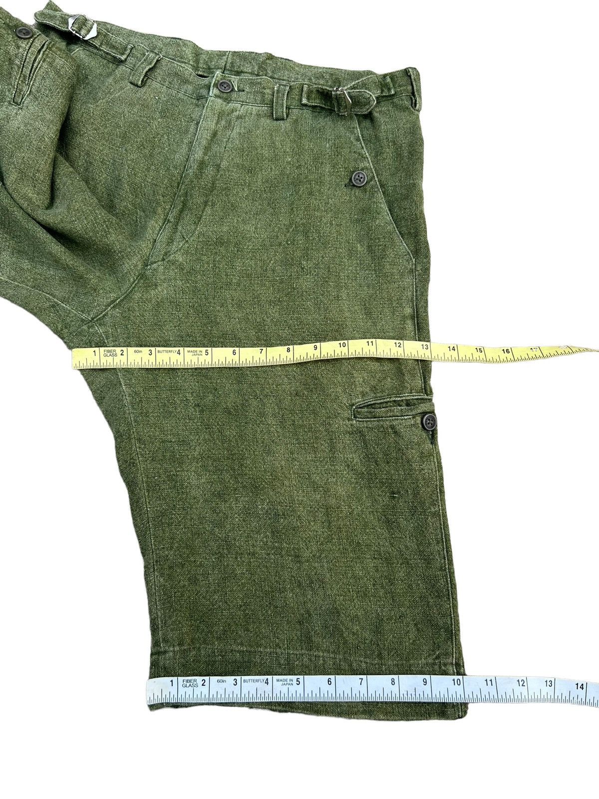Designer 90s Arnys Paris Fade Olive Green 100% Linen Short Pant Size US 31 - 6 Thumbnail