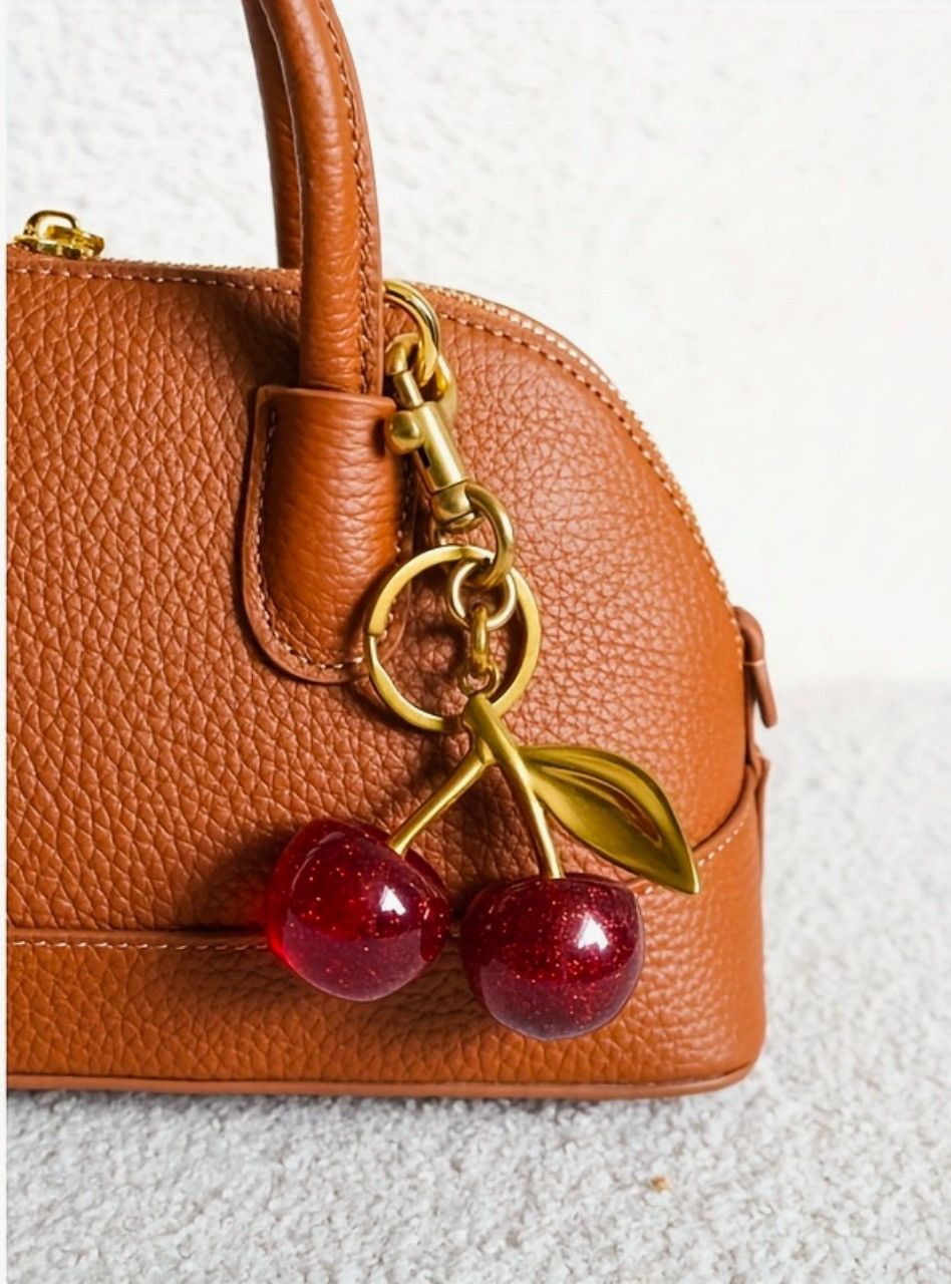 Other New Heavy Cherry Bag Charm Key Chain Glitter Resin C-clasp Size ONE SIZE - 4 Thumbnail