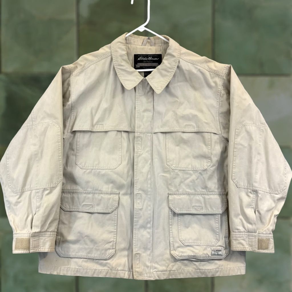 Eddie Bauer VINTAGE Eddie Bauer Jacket Mens XL Beige Fleece Lined Zip Coat Outdoor Coal Wood? Size US XL / EU 56 / 4 - 1 Thumbnail