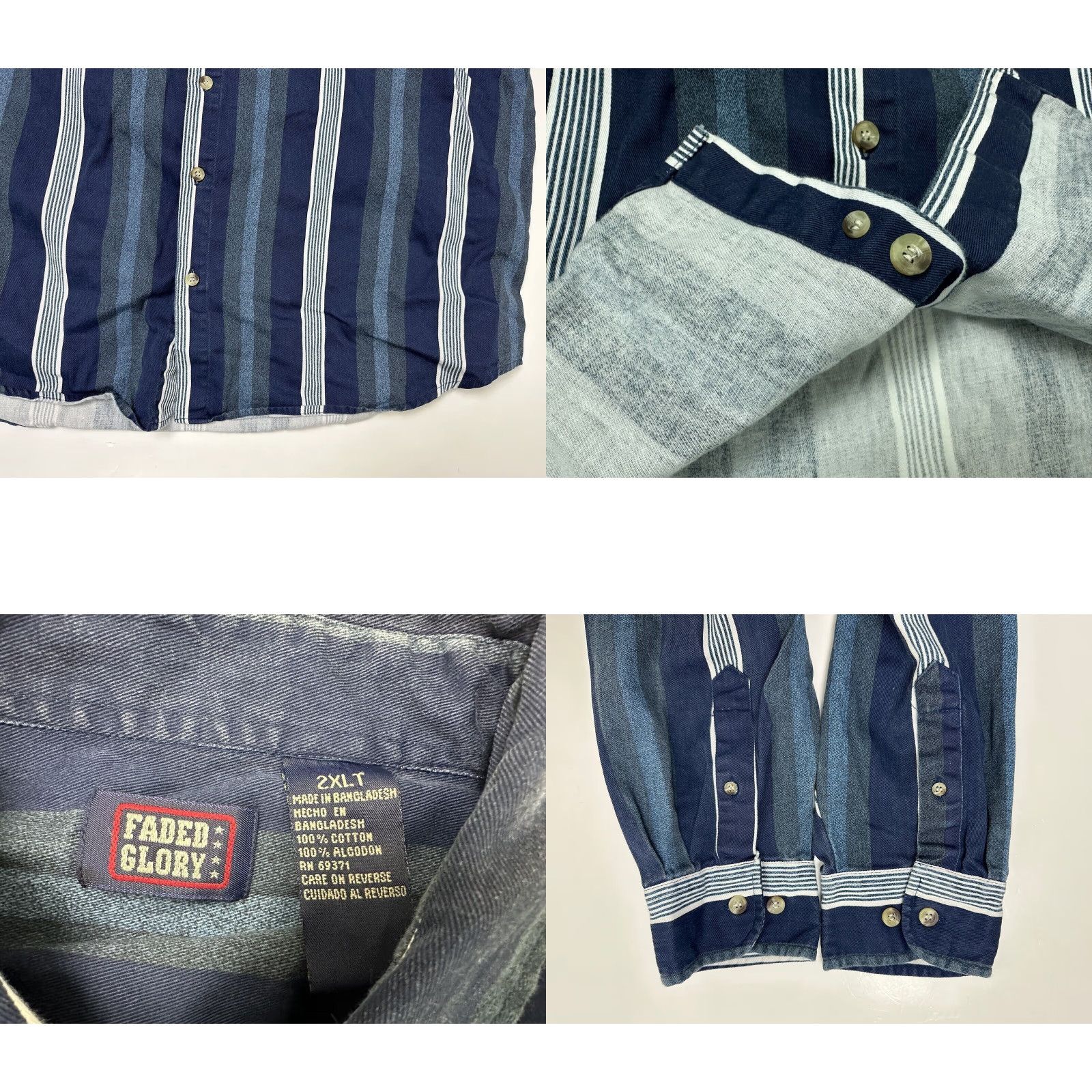 Faded Glory VINTAGE Faded Glory Shirt Men 2XLT Blue Striped Long Sleeve Heavyweight Casual 90s - Mens Size US XXL / EU 58 / 5 - 9 Thumbnail