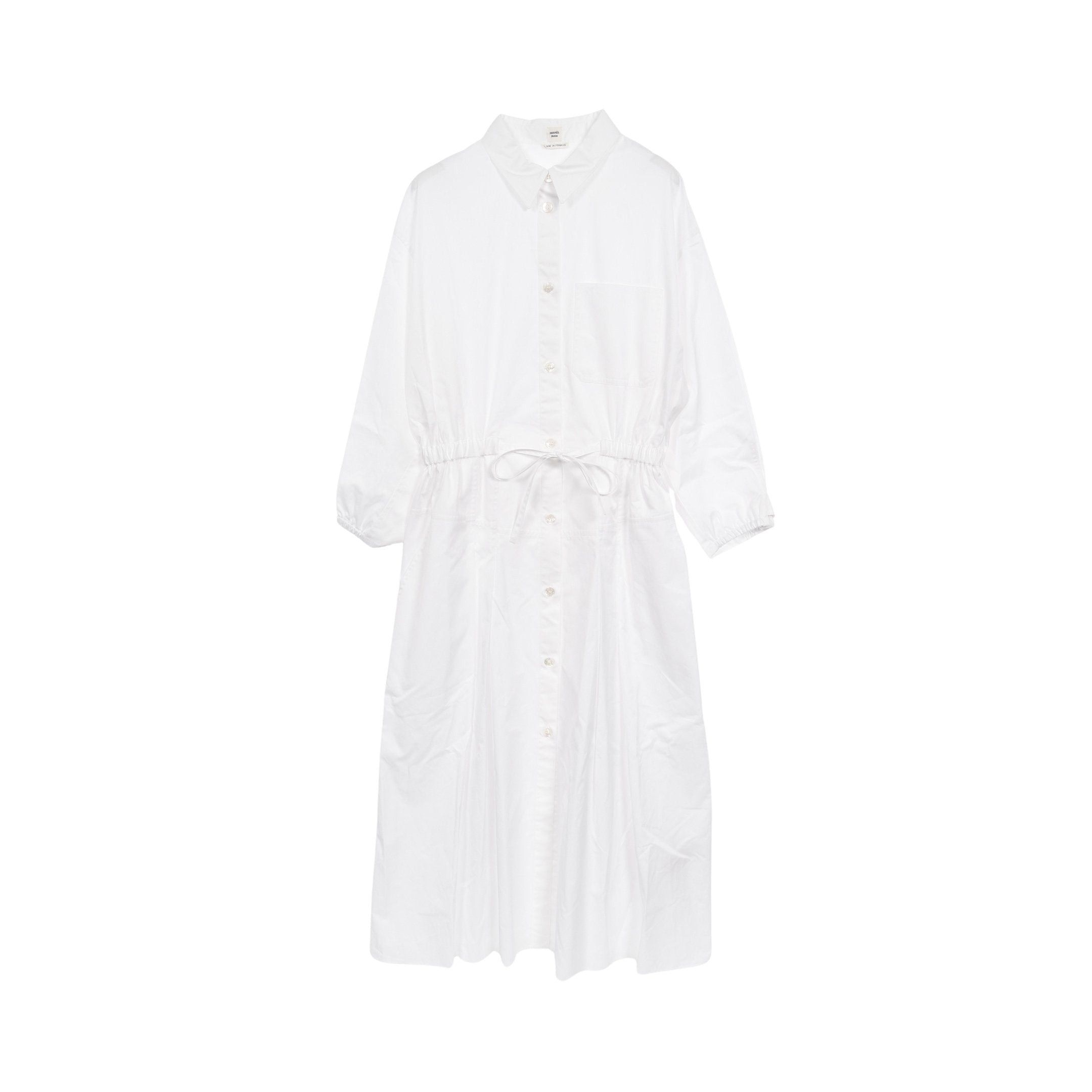 Hermes Hermes Dolman Sleeve Shirt Dress Long Cotton White Size ONE SIZE - 1 Thumbnail
