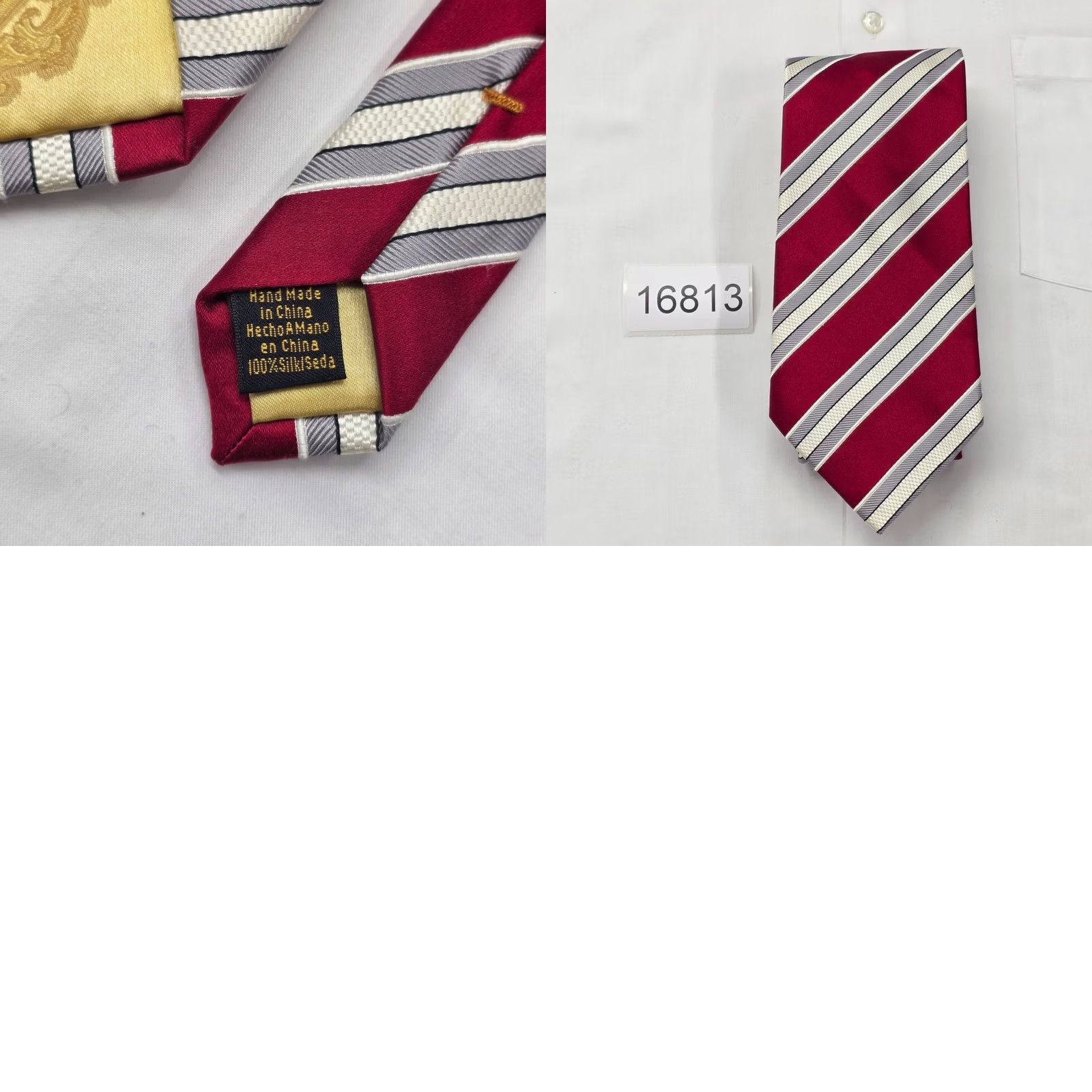 Vintage Donald J Trump Tie Red White Stripe Signature Collection Hand Made 100% Silk Shirt Mens Tie Size ONE SIZE - 8 Thumbnail