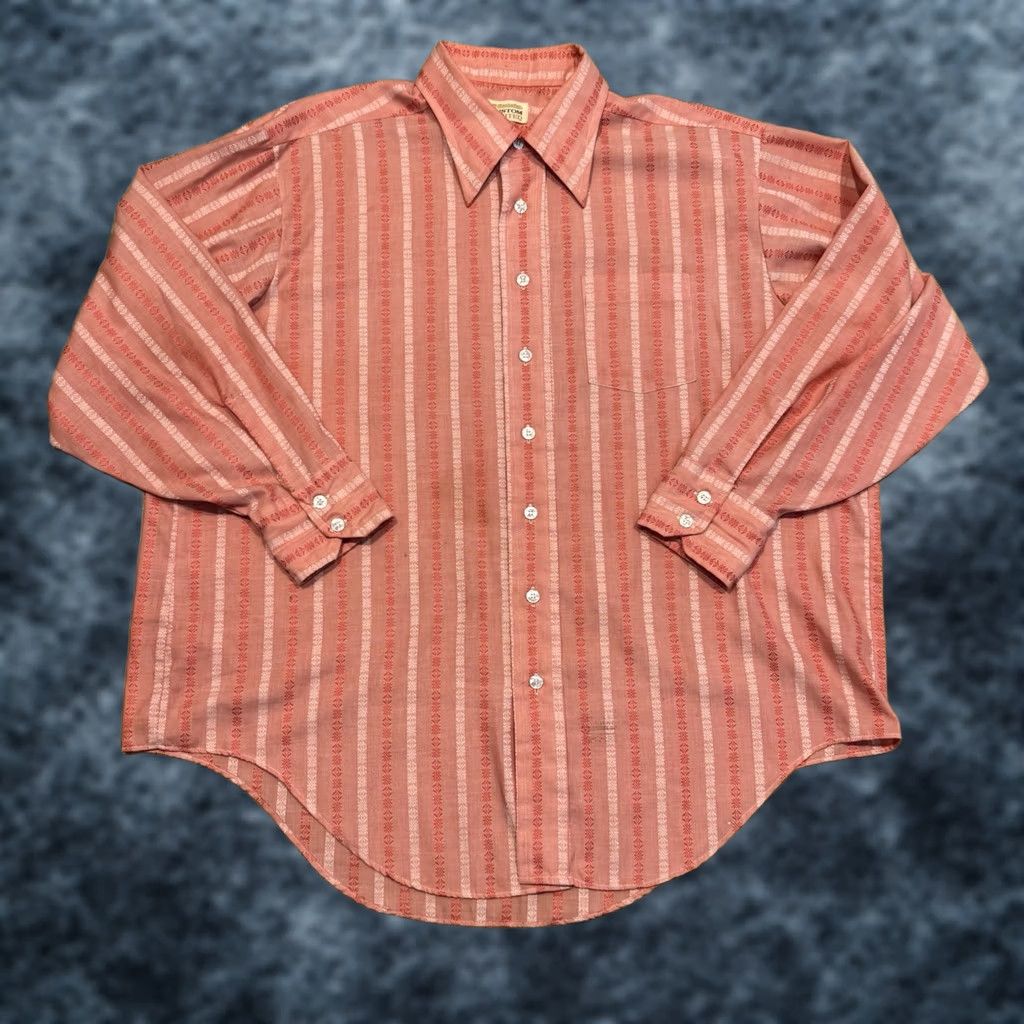 Vintage VINTAGE Manhattan Button-Up Shirt Men’s 2XL Pink Striped Cotton Collared Long Sleeve 70s 80s Retro Disco Pockets Size US XXL / EU 58 / 5 - 1 Thumbnail