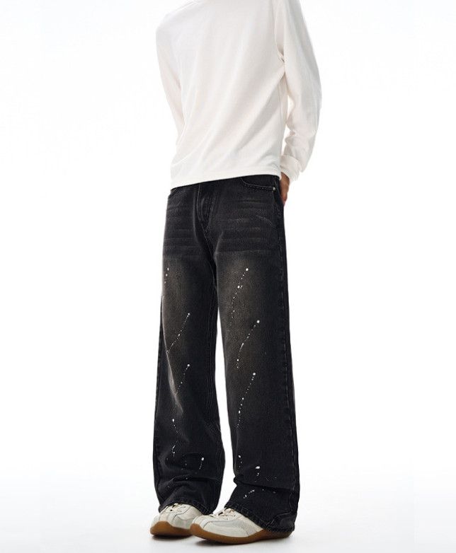 Japanese Brand Men's splatter-painted American high street baggy jeans Size US 32 / EU 48 - 2 Thumbnail