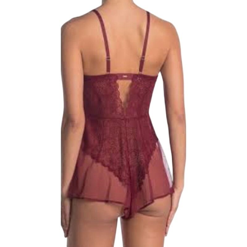 DKNY DKNY Mixed Cases Lace & Mesh Romper Crimson Womens Large Size ONE SIZE - 9 Thumbnail