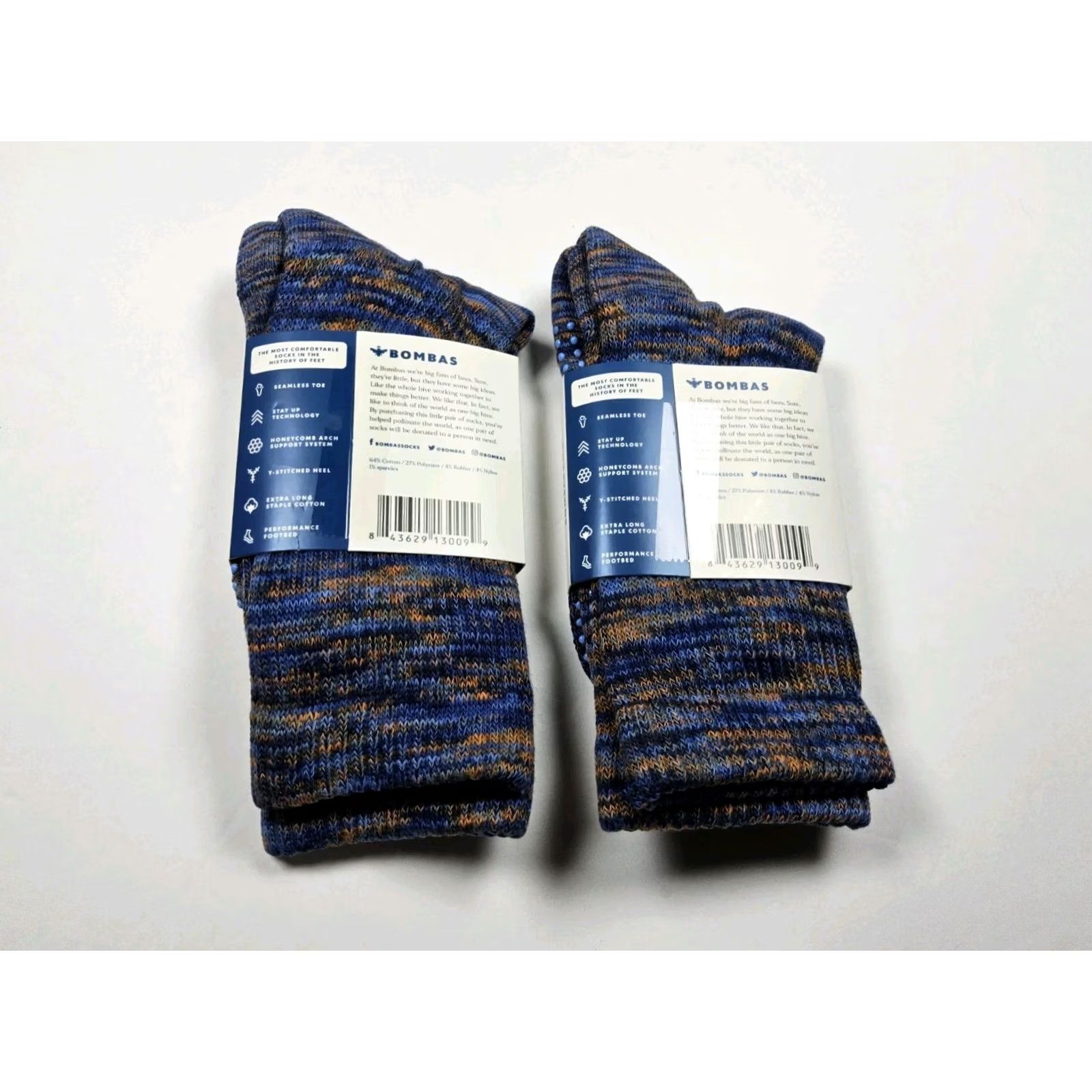 Vintage Bombas Grippers Calf Socks Size S Lot Of 2 Pairs Space Dye Size ONE SIZE - 2 Thumbnail