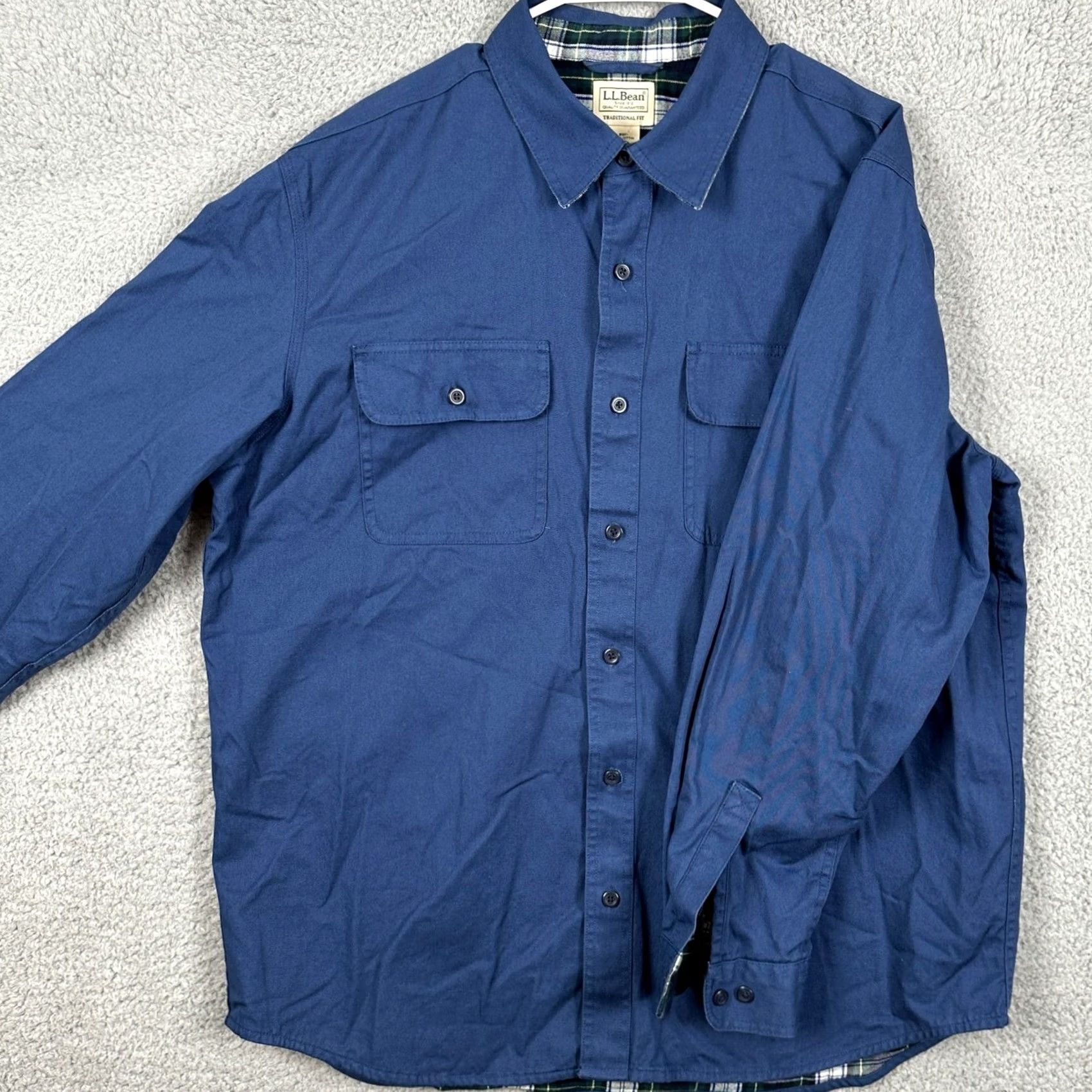 Vintage VINTAGE L.L. Bean Flannel Lined Shirt Shacket Men Large Blue Jacket Barncoat Long Sleeve Size US L / EU 52-54 / 3 - 2 Thumbnail