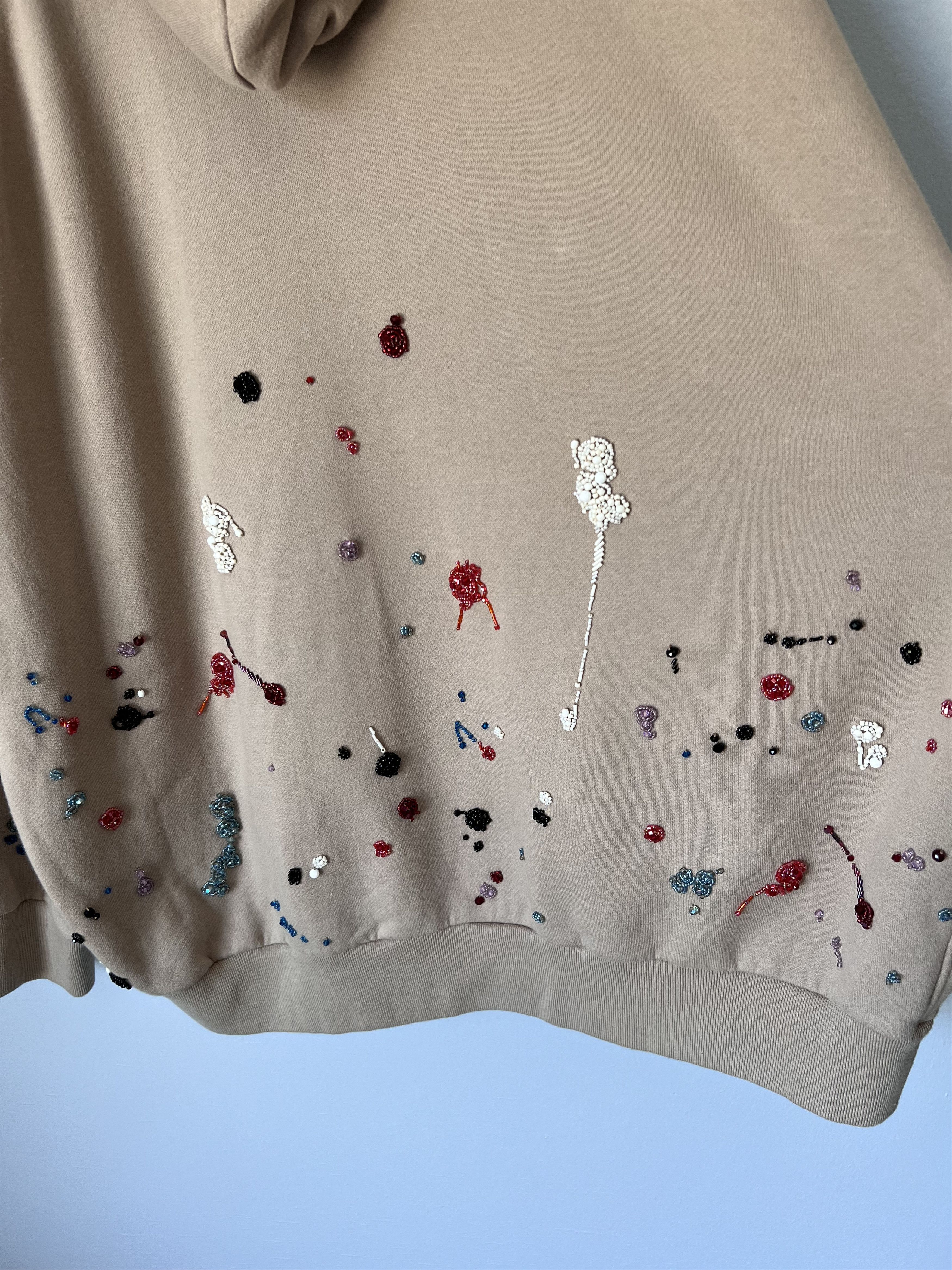 Undercover Undercover Beaded Paint Splatter Hoodie in Beige Size US XL / EU 56 / 4 - 8 Thumbnail