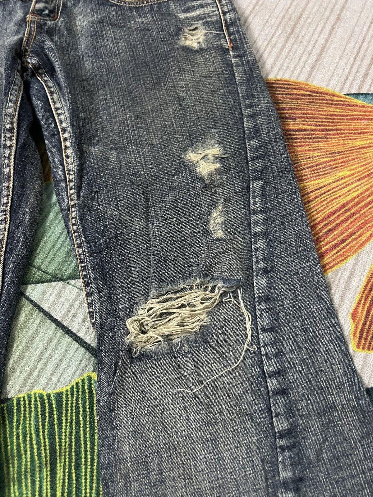 Japanese Brand 💥Flare💥Semantic Design Snake Skin Twist Leg Distress Jean Size US 32 / EU 48 - 9 Thumbnail