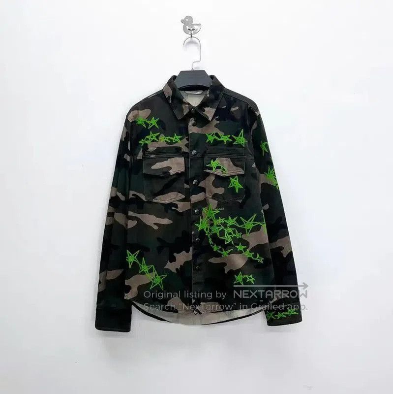 Valentino Valentino Green Camo Long Sleeve Shirt . Size US S / EU 44-46 / 1 - 1 Thumbnail