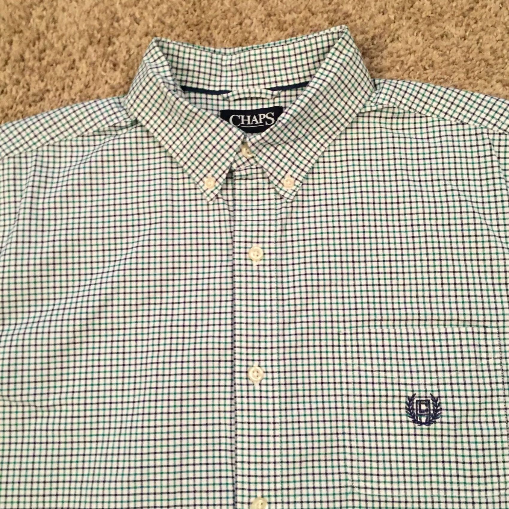 Chaps Chaps Shirt Mens Large Green Purple Check Long Sleeve Button Up Stretch Oxford Size US L / EU 52-54 / 3 - 3 Thumbnail
