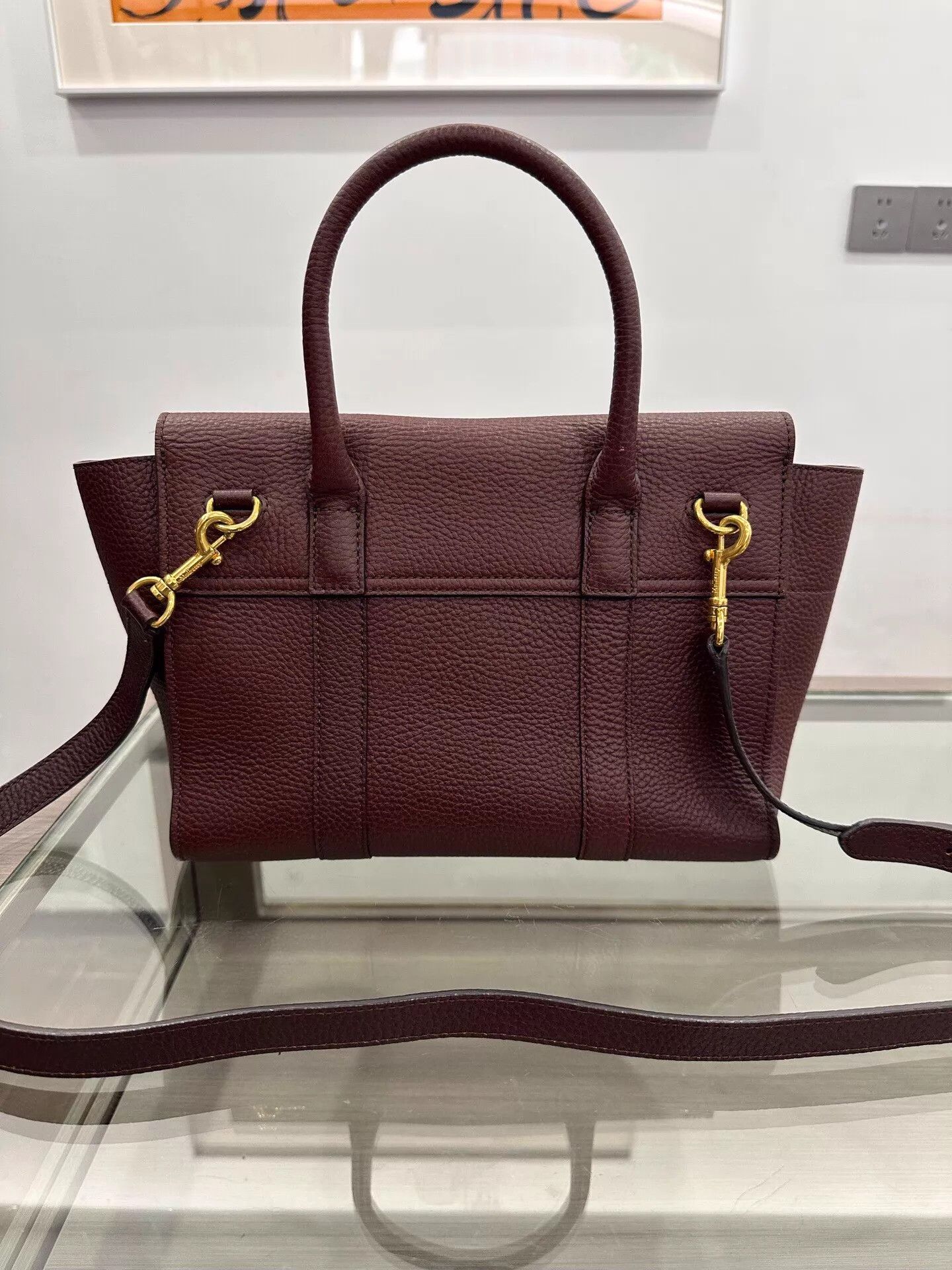 Mulberry Mulberry Bayswater Wine Red Gold 26cm 99New Size ONE SIZE - 3 Thumbnail