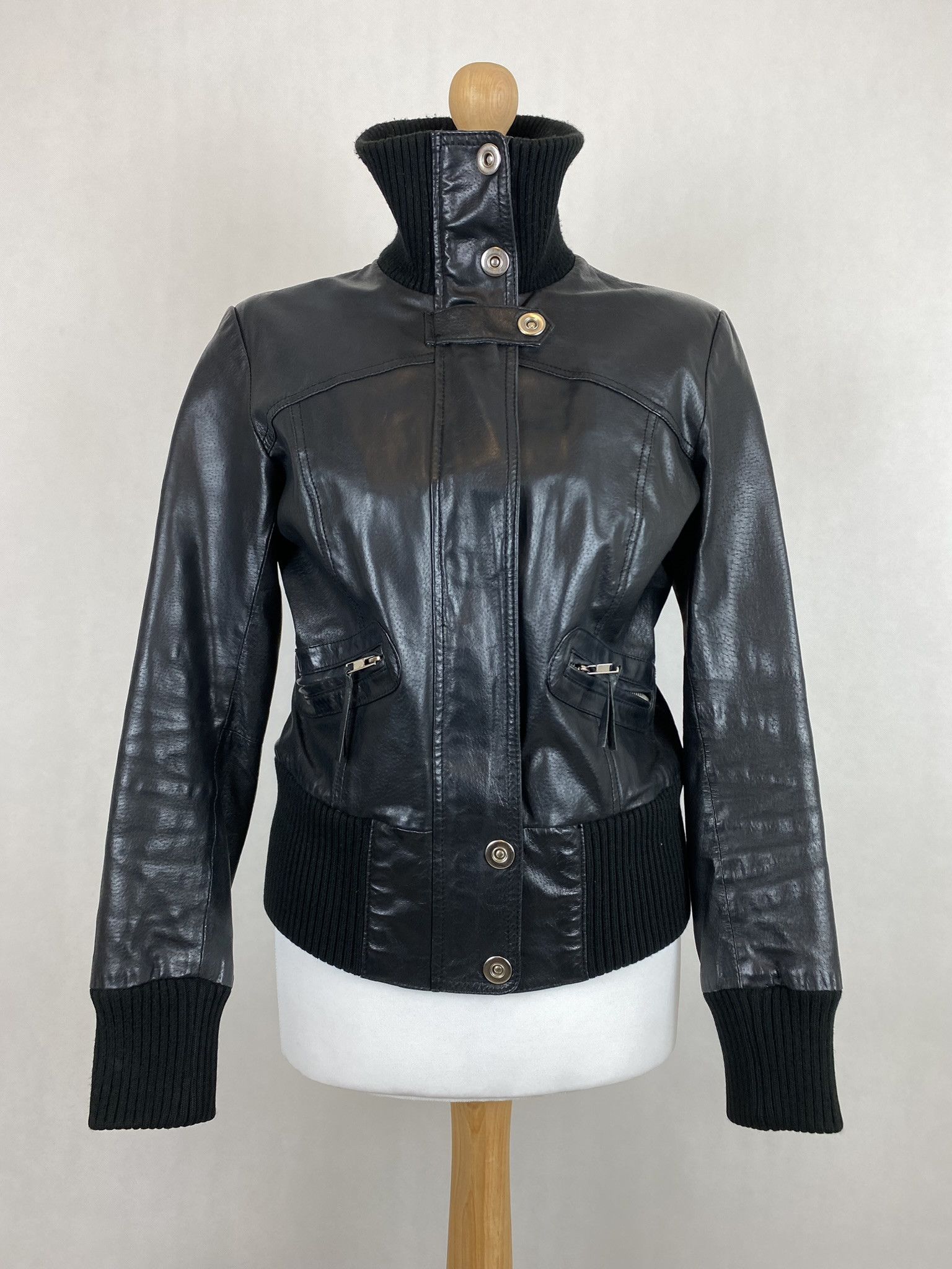 Genuine Leather × Vintage real leather womens jacket big collar tailored Size M / US 6-8 / IT 42-44 - 2 Thumbnail