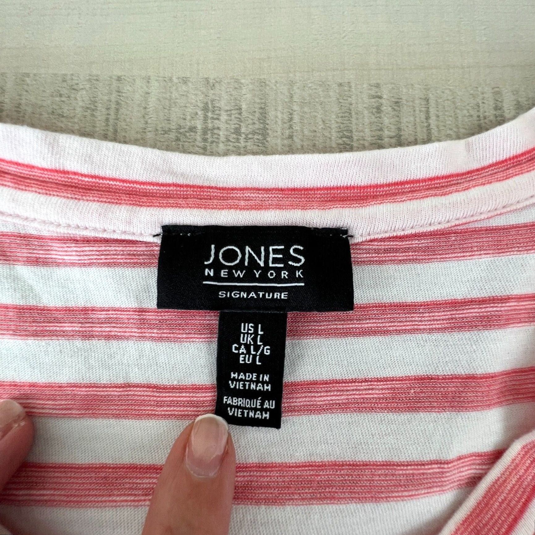 Jones New York Jones New York Womens Top Large Pink White Striped Knit Shirt Tie Front Size L / US 10 / IT 46 - 3 Thumbnail