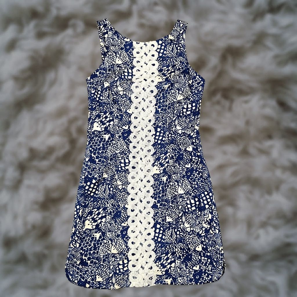 Lilly Pulitzer Lilly Pulitzer Dress Womens 2 Blue Floral Jacquard Embroidered Shift Mini Size XS / US 0-2 / IT 36-38 - 1 Thumbnail
