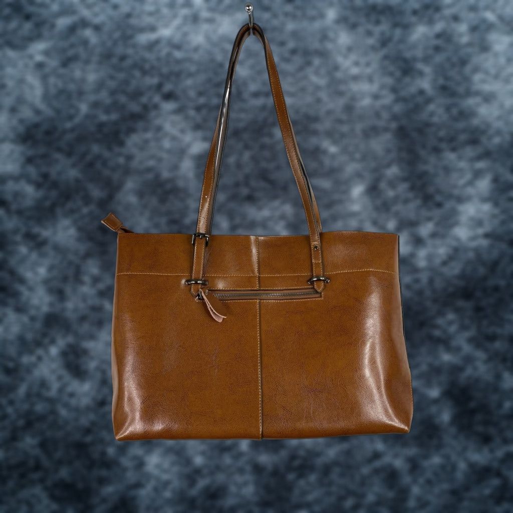 Doublet S-ZONE Leather Zip Tote Shoulder Bag Large Distressed Cognac Brown Double Straps Size ONE SIZE - 1 Thumbnail