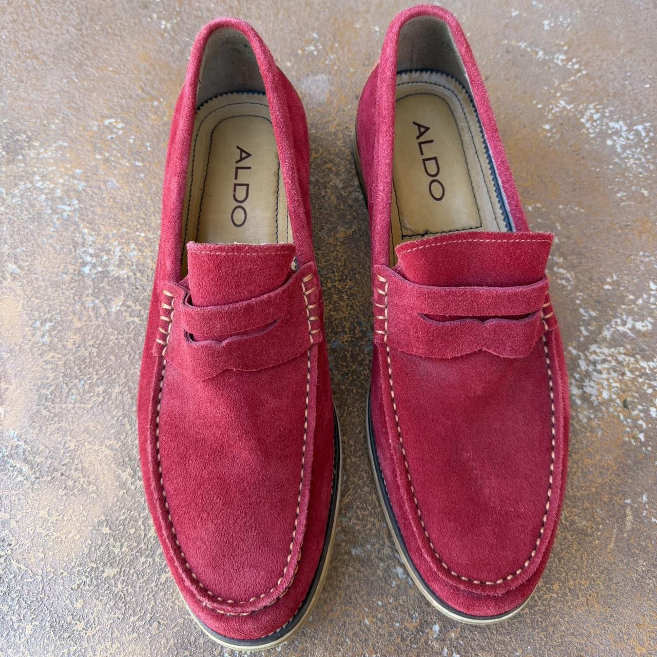 Aldo Men’s Aldo red suede Cynfran Penny Loafer sz 8 / worn once Size US 8 / EU 41 - 2 Thumbnail