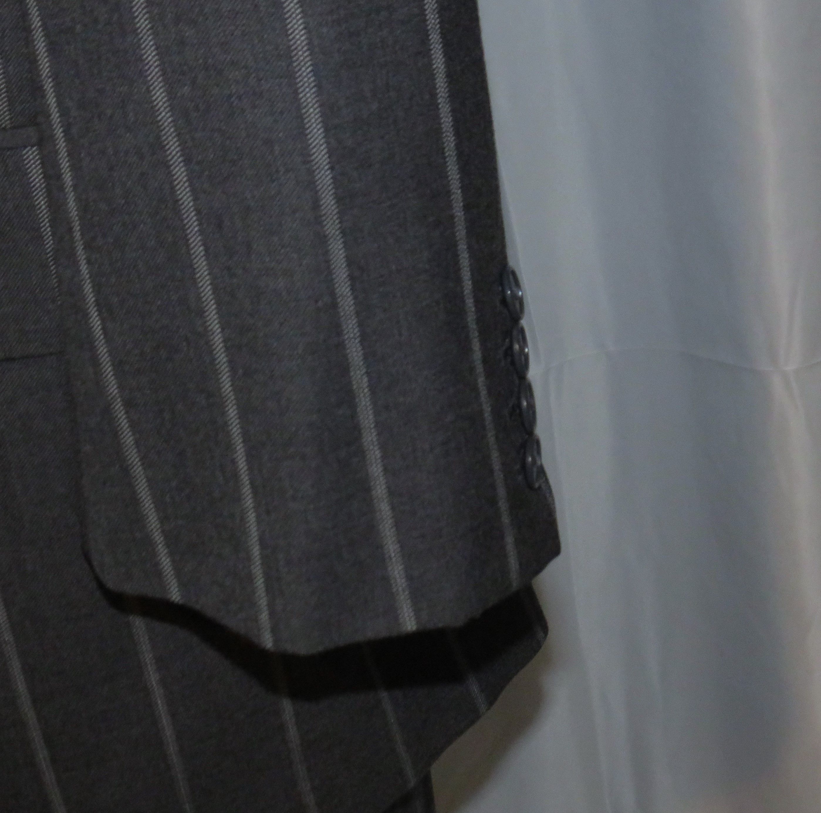 Alan Flusser × Martin Greenfield Bespoke Charcoal Gray Broadstripe Two Button Suit 40L Size 40L - 11 Thumbnail
