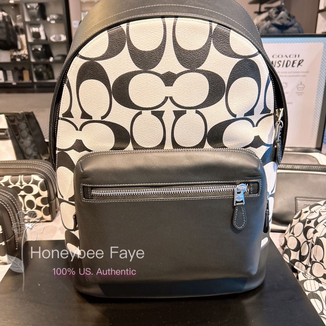 image of Coach Men's West Backpack In Signature Canvas Co920 in Silver/Chalk/Black