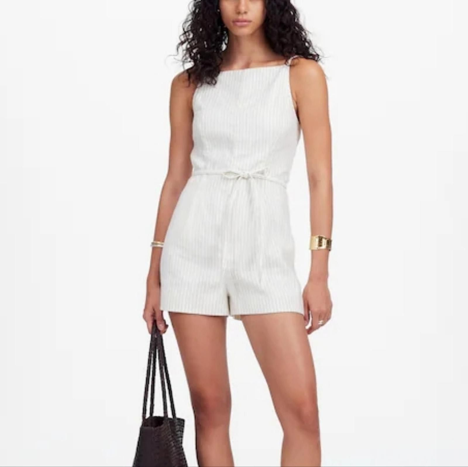 Madewell Madewell Sleeveless Square-Neck Pleated Romper Size 26" / US 2 / IT 38 - 1 Thumbnail
