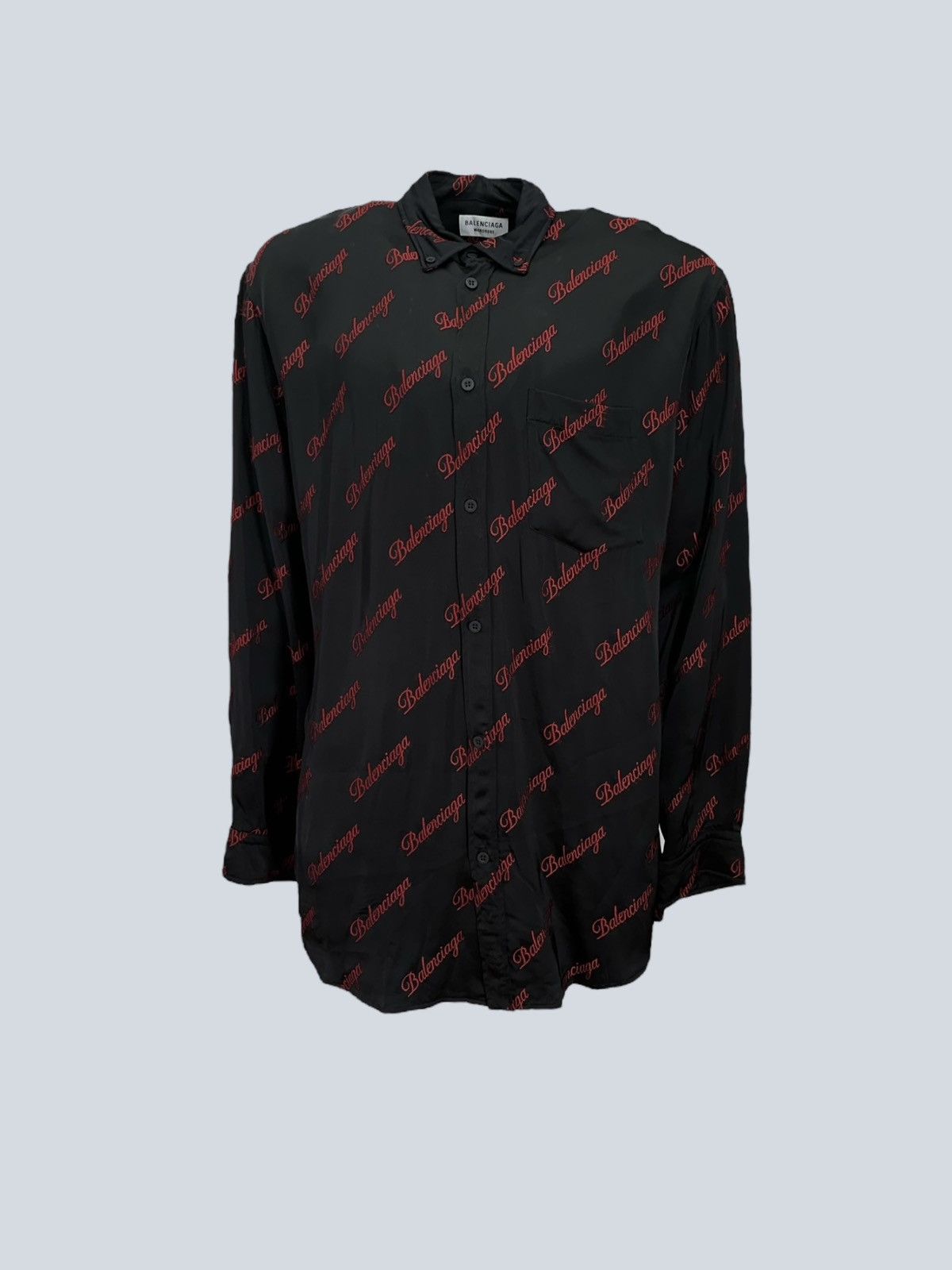 Balenciaga Balenciaga oversized shirt black with all-over logo, 36fr. Size XS / US 0-2 / IT 36-38 - 1 Thumbnail
